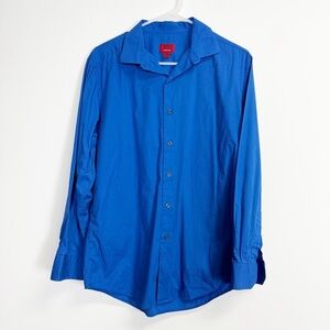 Alfani Shirt Men Medium Blue Slim Fit Stretch Button Up Long Sleeve Dress Casual